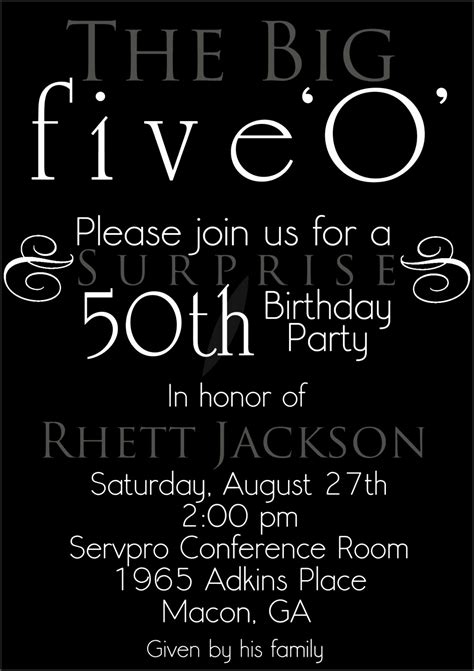 5 Surprise 50th Birthday Party Invitations Templates Sampletemplatess