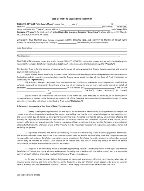 Fillable Online Deed Of Trust Assignment Of Rents Security Agreement