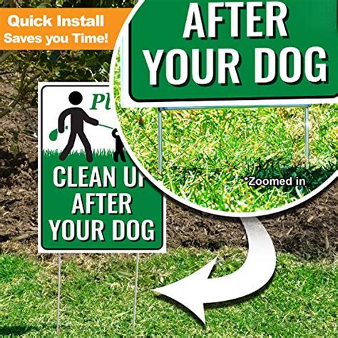 Clean Up After Your Dog 12 X 9 Yard Sign With Metal Wire H Stakes