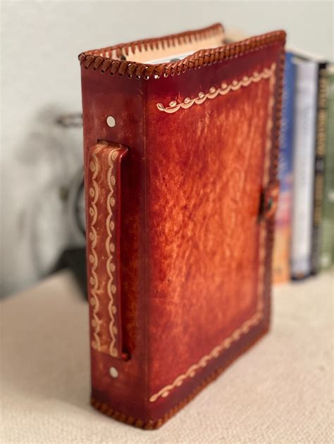 Handmade Leather Bible Cover With Handle And Snap Button Etsy