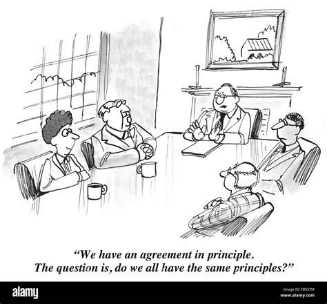 Business Cartoon About Negotiation They Have An Agreement In Principle