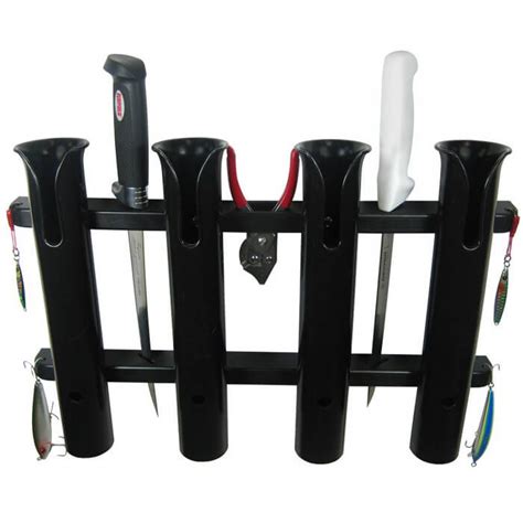 4 Rod Deluxe Fishing Rod Holder Rack Black Boat Outfitters