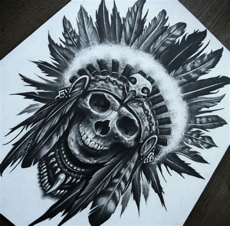 Drawings On Art Unlimited Edition Indian Skull Tattoos