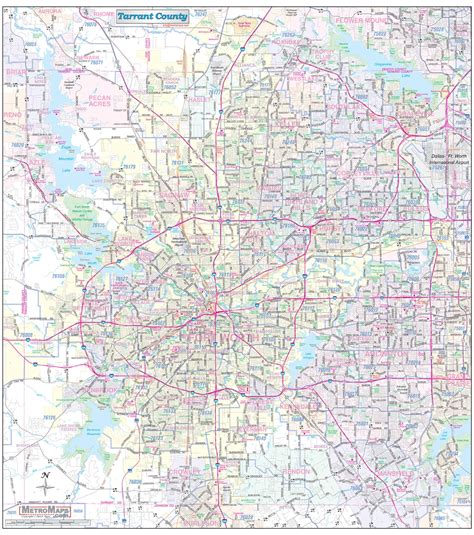 Tarrant County Tx Ft Worth Detailed Arterial Wall Map Etsy Canada