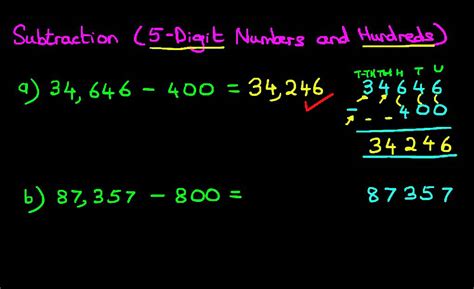 Subtraction 5 Digit Numbers And Hundreds Youtube