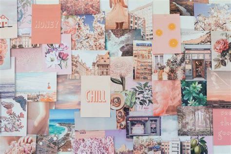 You can download the background in psd, ai and eps file format. Peachy Pink Collage Kit in 2020 | Aesthetic desktop ...