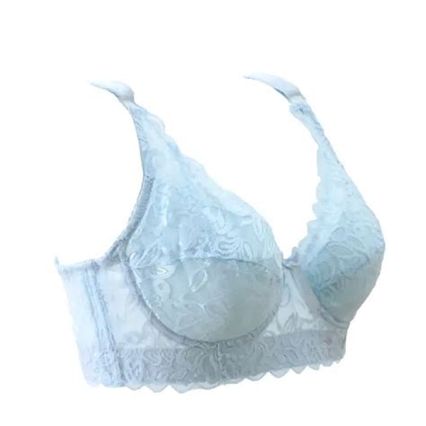 Women Embroidery Lace Lace Floral Deep V Gather Thin Push Up Padded Underwire Bras For Woman In