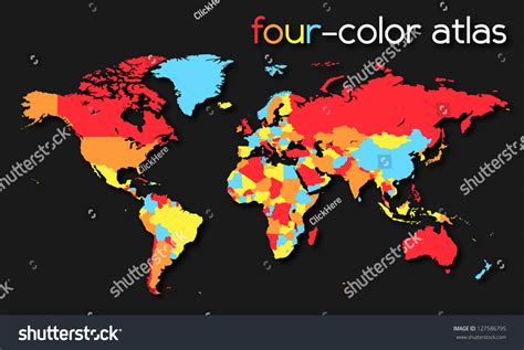Four Color World Map Eps10 Vector 127586795 Shutterstock