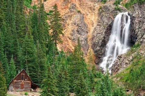 Colorado Cabin And Waterfall Near Silverton Colorado Usa Colorado