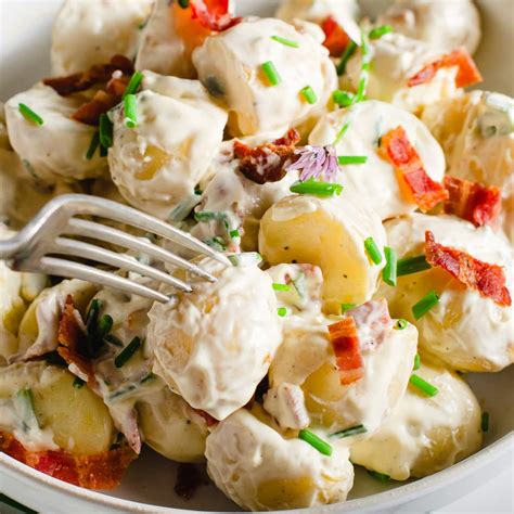 Creamy Potato Salad With Bacon And Chives Lost In Food