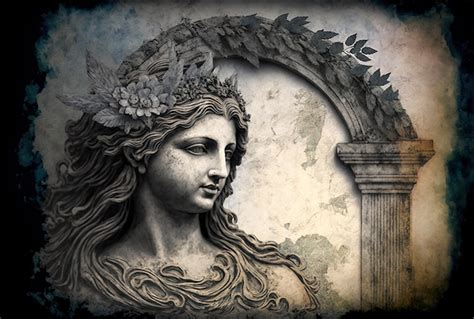 Premium Photo Border Of A Greek Goddess Statue In Artistic Mixed Media