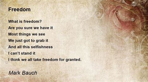 Freedom Freedom Poem By Mark Bauch