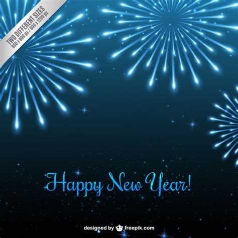 Free Vector Blue New Year Fireworks Background