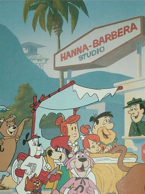 Cartoon Characters Are Gathered In Front Of The Hanna Barbera Studio