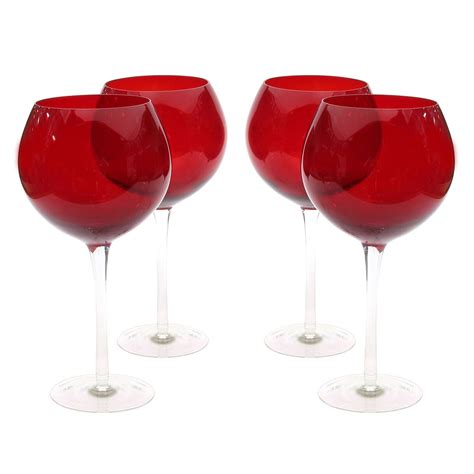 Certified International Glass Stemware Ruby Red Wine Glasses Set Of 4 And Reviews Wayfair