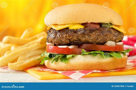 Cheeseburger And Fries Stock Images Image 33581984