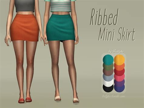 Trillyke Ribbed Mini Skirt Sims 4 Clothing Mini Skirts Skirts