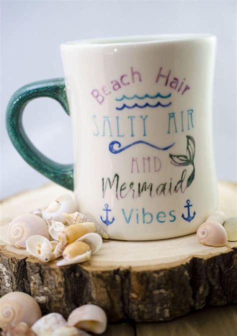 Mermaid Mug Coffee Mug Anchor Mug Beach Ocean Nautical Handmade Ts