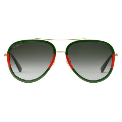 gucci aviator acetate sunglasses gold with green and red web frame gucci eyewear avvenice