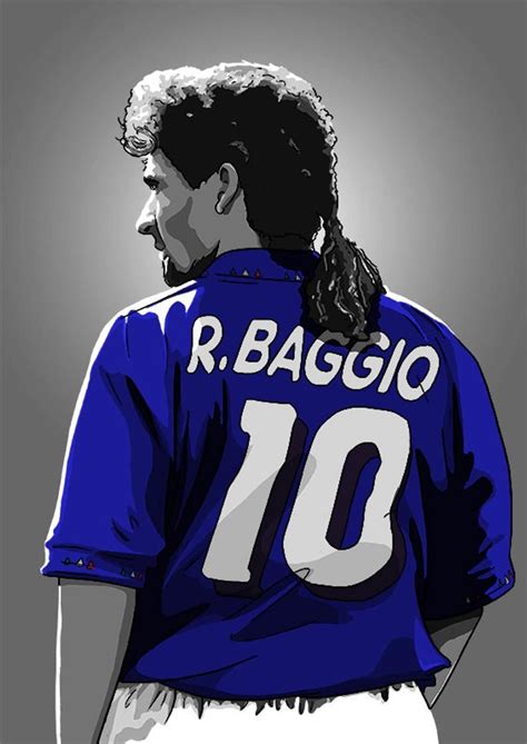 Roberto Baggio Italia Impresión De Fútbol Etsy Roberto Baggio Top
