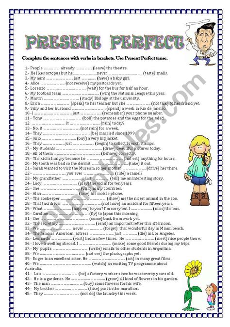 Present Perfect Tense Worksheets For Kids