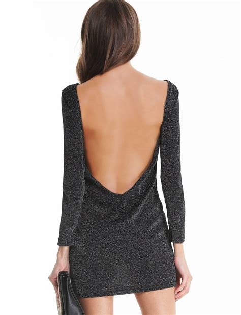 Black Long Sleeve Backless Bodycon Dress Latest Fashion And In Style