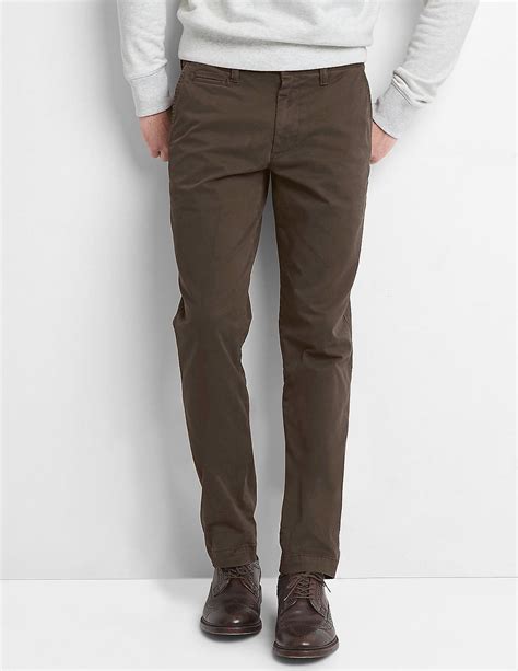 Buy Gap Men Brown Slim Fit Vintage Wash Stretch Khaki Pants