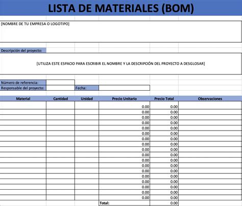 Lista De Materiales Ejemplos Formatos Word Excel