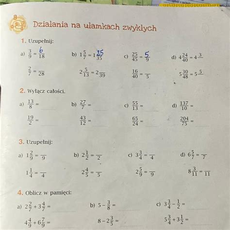 Zad 6 Str 10 Matematyka Klasa 6 - Matematyka klasa 6 Ćwiczenia temat : działania n ułamkach zwykłych