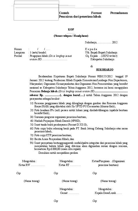 Fungsi surat hibah, 3 syarat utama dan contoh suratnya berdasarkan kuhperdata. (DOC) Contoh Format Permohonan Pencairan Hibah Tahun 2012 ...