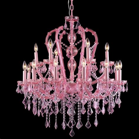 Pink Traditional Colored 18 Light Crystal Chandelier Pink Chandelier