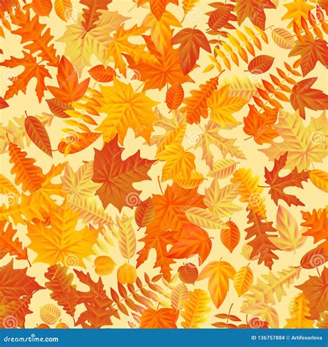 Autumn Leaves Background Seamless Pattern Eps 10 Stock Vector