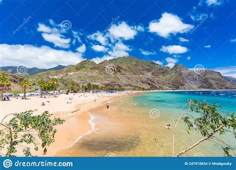 Playa De Las Teresitas Beach Tenerife Spain Canary Islands Editorial