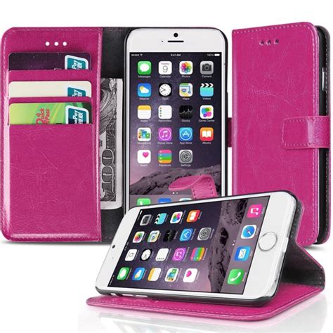 Iphone 6s Wallet Case Hot Pink Slim Synthetic Leather Wallet Pocket
