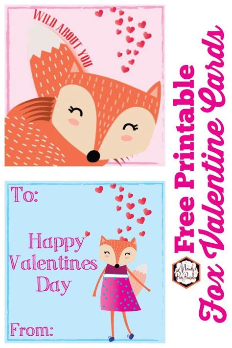Fox Valentines Cards Mandys Party Printables Valentines