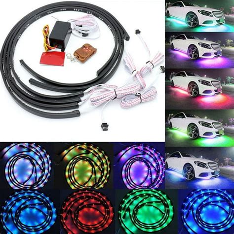 7 Color Led Strip Under Car Tube Underglow Underbody System Neon Lights