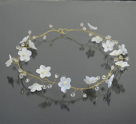 bridal white flower tiara flower crown bridal hair