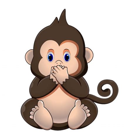 Premium Vector Cute Little Monkey Cartoon Sitting