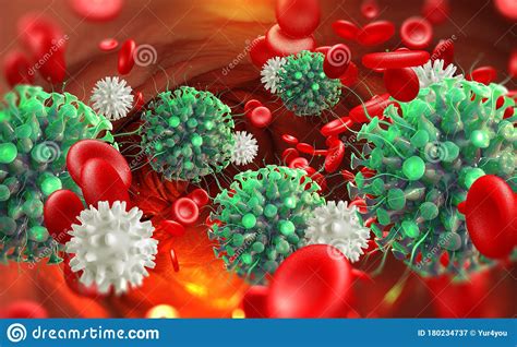 Viral Infection In Blood Immunity Fights Disease White Blood Cells