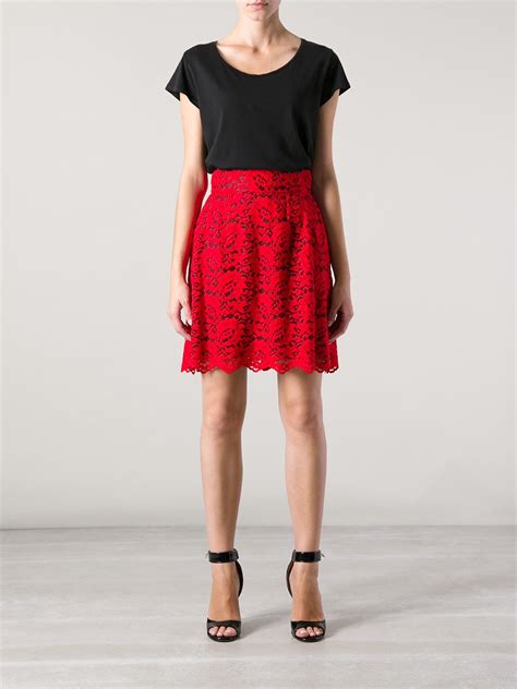 Dolce And Gabbana Dolce Gabbana Lace Skirt In Red Lyst