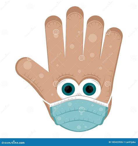 Hand Cartoon With A Face Mask Stock Vector Illustration Of Epidemic