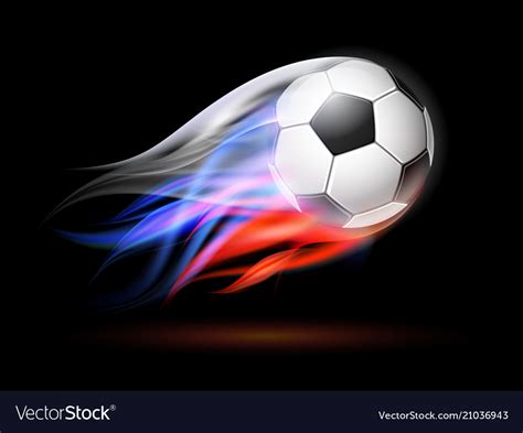 Flying Soccer Ball On Fire Isolated On Black Vector Image Vlrengbr