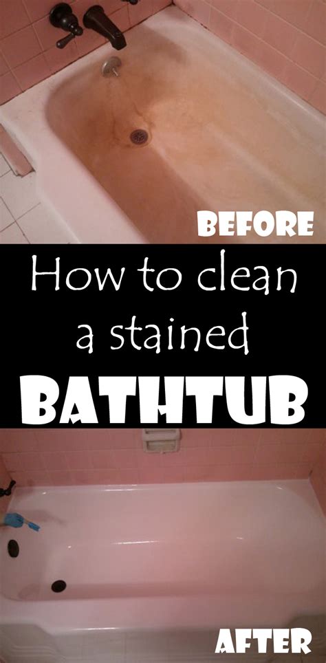 The first step to cleaning a bath tub is to remove all the toiletries and give it a good rinse. How to clean a stained bathtub - Cleaning-Ideas.com