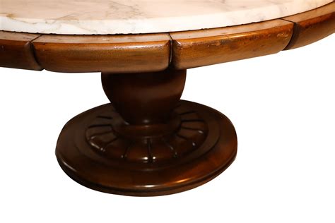 Tomile small side table, pedestal round coffee table for living room, couch side table for coffee tea. Vintage Walnut Marble Round pedestal Coffee Table
