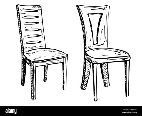 Two Chairs Isolated On White Background Vector Illustration In A