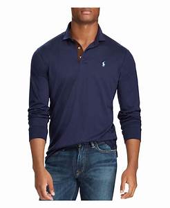 Polo Ralph Classic Fit Soft Touch Long Sleeve Polo Shirt In Navy