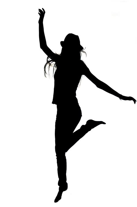 Silhouette Schattenbild Teenager Mädchen Tanzen Springen Tanz