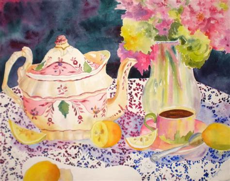 Kaysmithbrushworks Teapot With Lemons Still Life