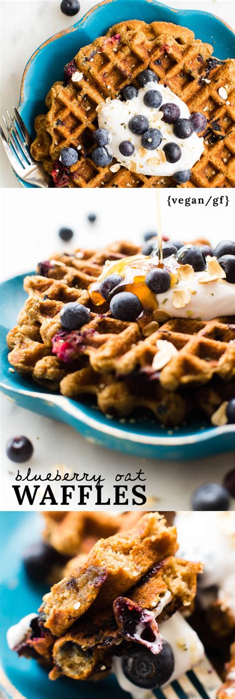 Blueberry Oat Flour Waffles Vegan Gluten Free Oil Free