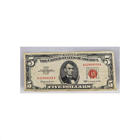 1963 5 Dollar Red Seal United States Note High Grade Crisp Property Room